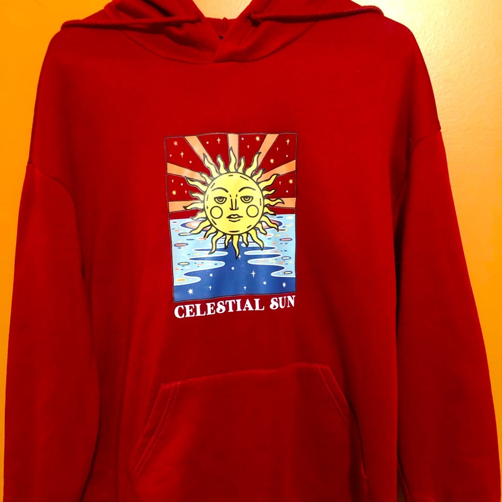 Shein dark red Celestial hoodie. Size small.New, never worn